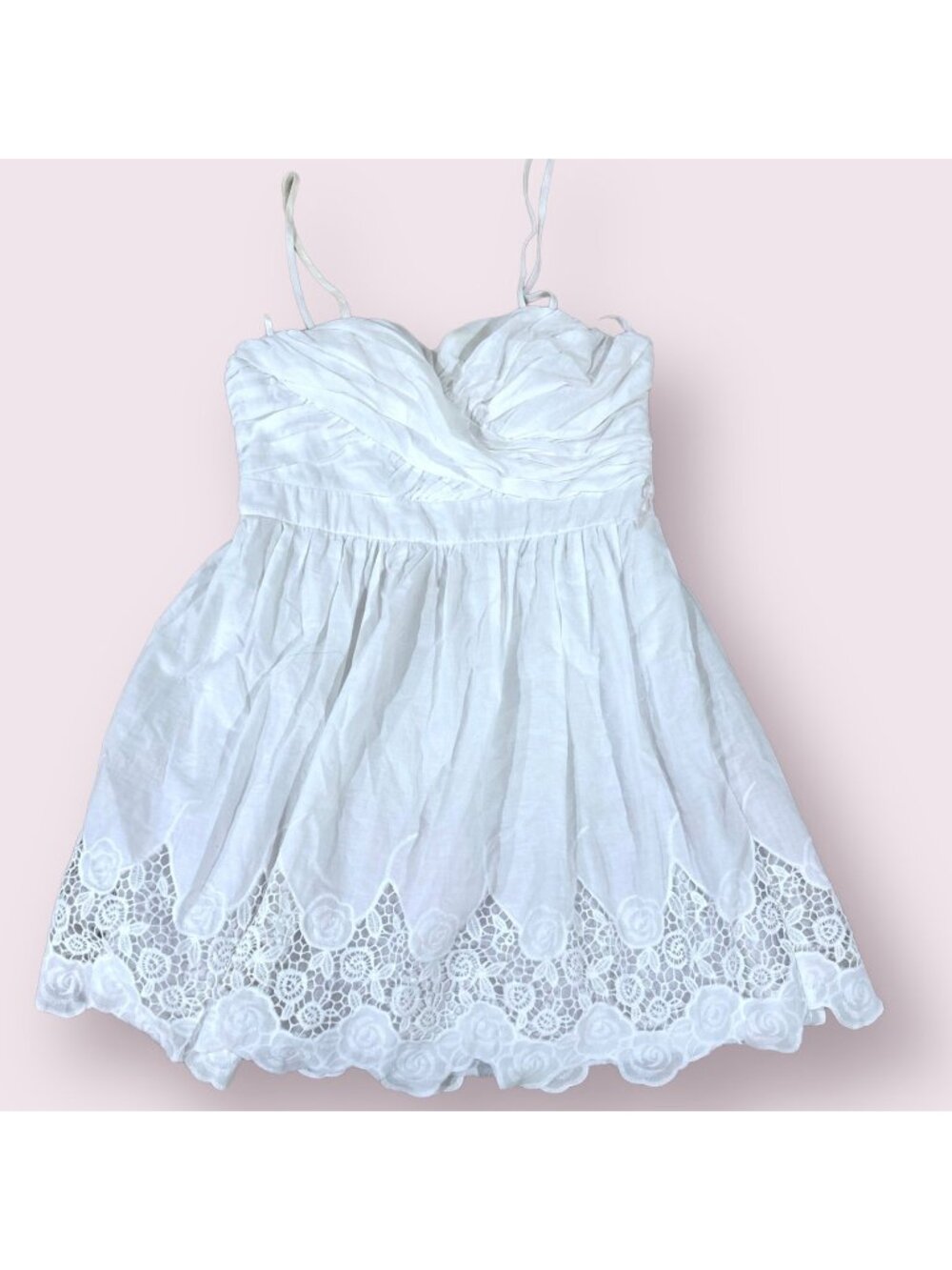 Vintage White Lace Trim Babydoll Sundress Size 13 Y2K